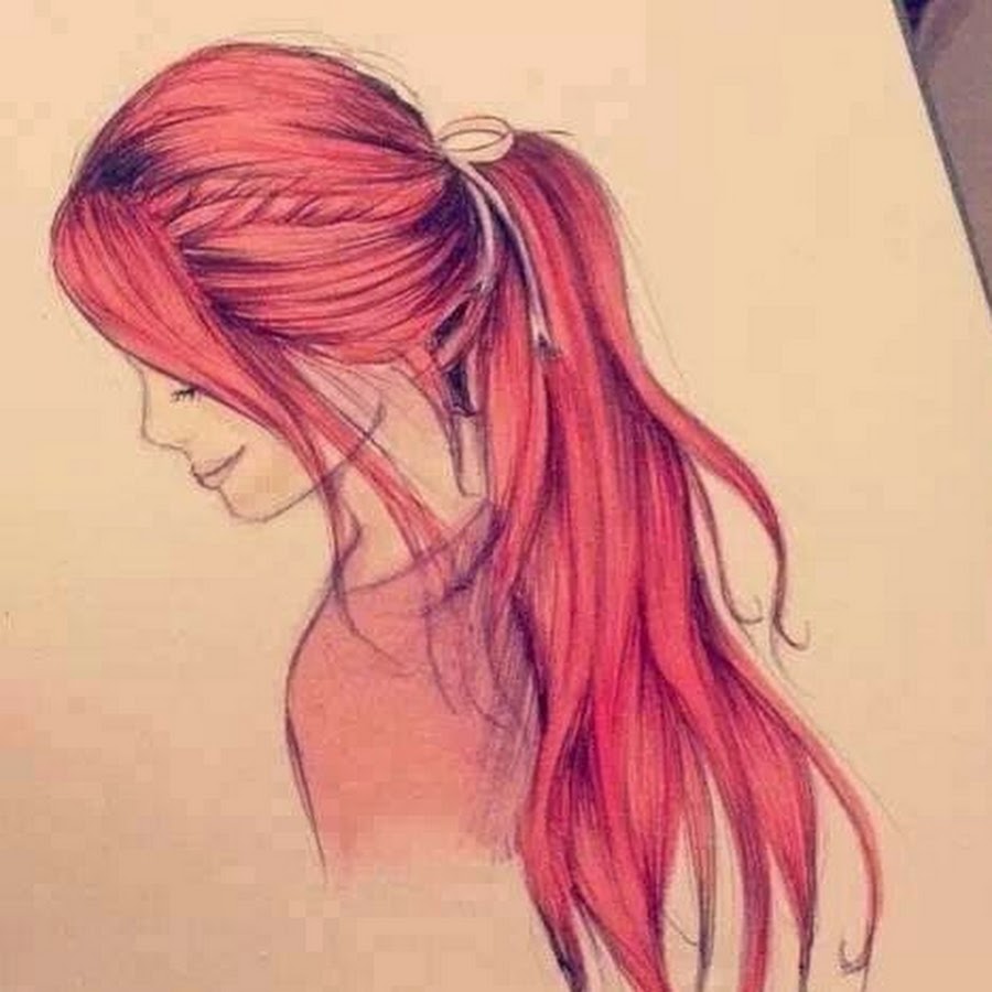 Девушка рыжая рисунок со спины