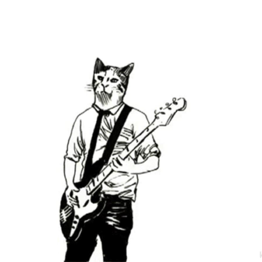 Кот с гитарой рисунок карандашом